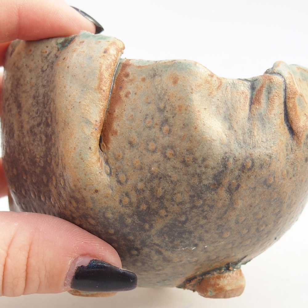 Keramisch Schelp 9,5 x 8,5 x 7,5 cm , kleur bruin-groen