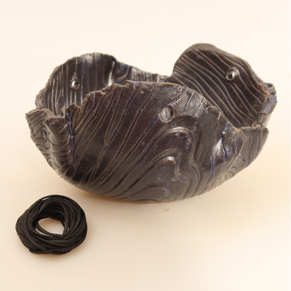 Keramische schaal voor Kokedama 14 x 12 x 8,5 cm, kleur: blauw