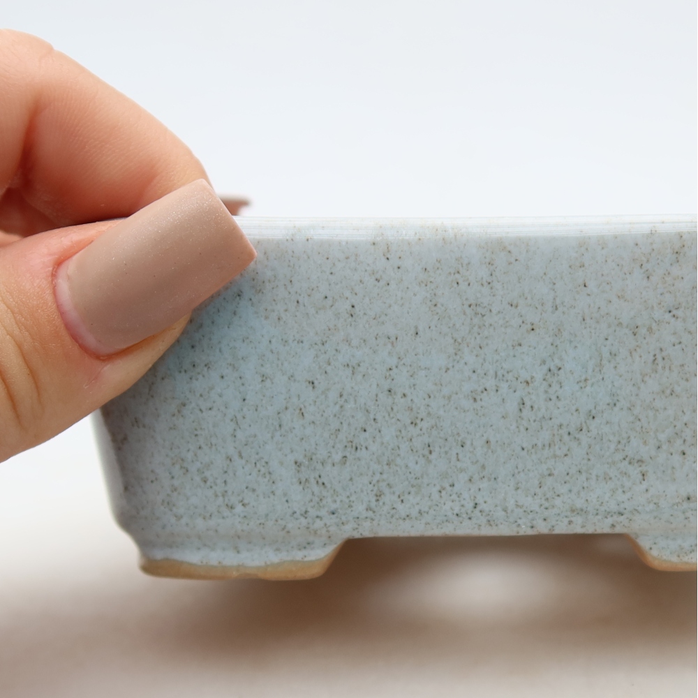 Bonsaischaal van keramiek 10,5 x 8,5 x 4 cm, grijs