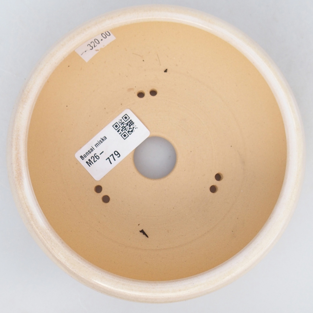 Bonsaischaal van keramiek 14,5 x 14,5 x 5,5 cm, kleur beige