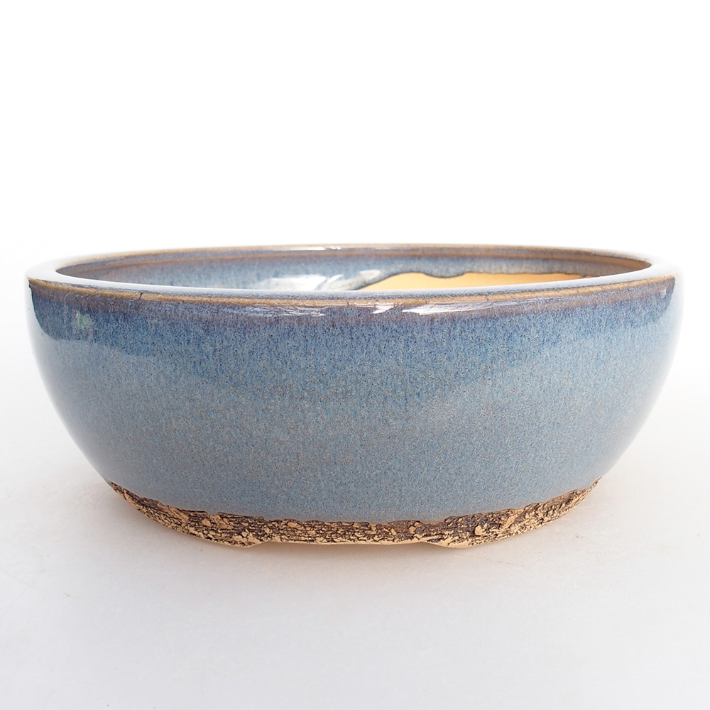 Bonsaischaal van keramiek 17,5 x 17,5 x 6 cm, kleur blauw