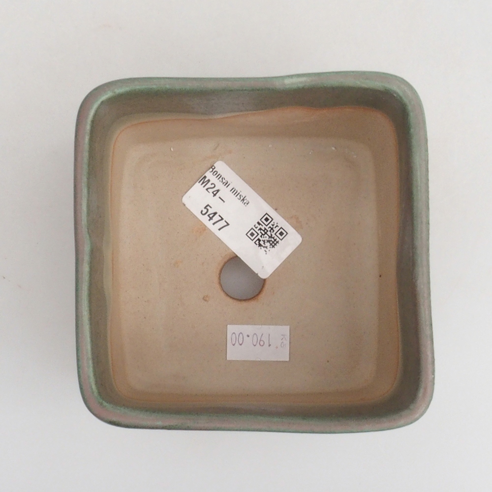 Bonsaischaal van keramiek 10 x 10 x 8 cm, groen