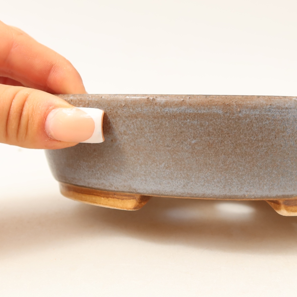 Keramische bonsaipot 15 x 14 x 4 cm, kleur: blauw
