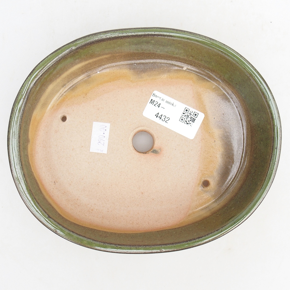 Bonsaischaal van keramiek 17,5 x 14,5 x 4 cm, groen