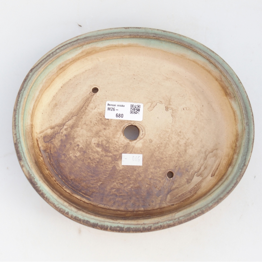 Bonsaischaal van keramiek 24 x 21 x 5 cm, groen