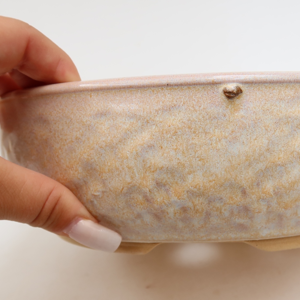 Keramische bonsaipot 22,5 x 22,5 x 7 cm, kleur beige