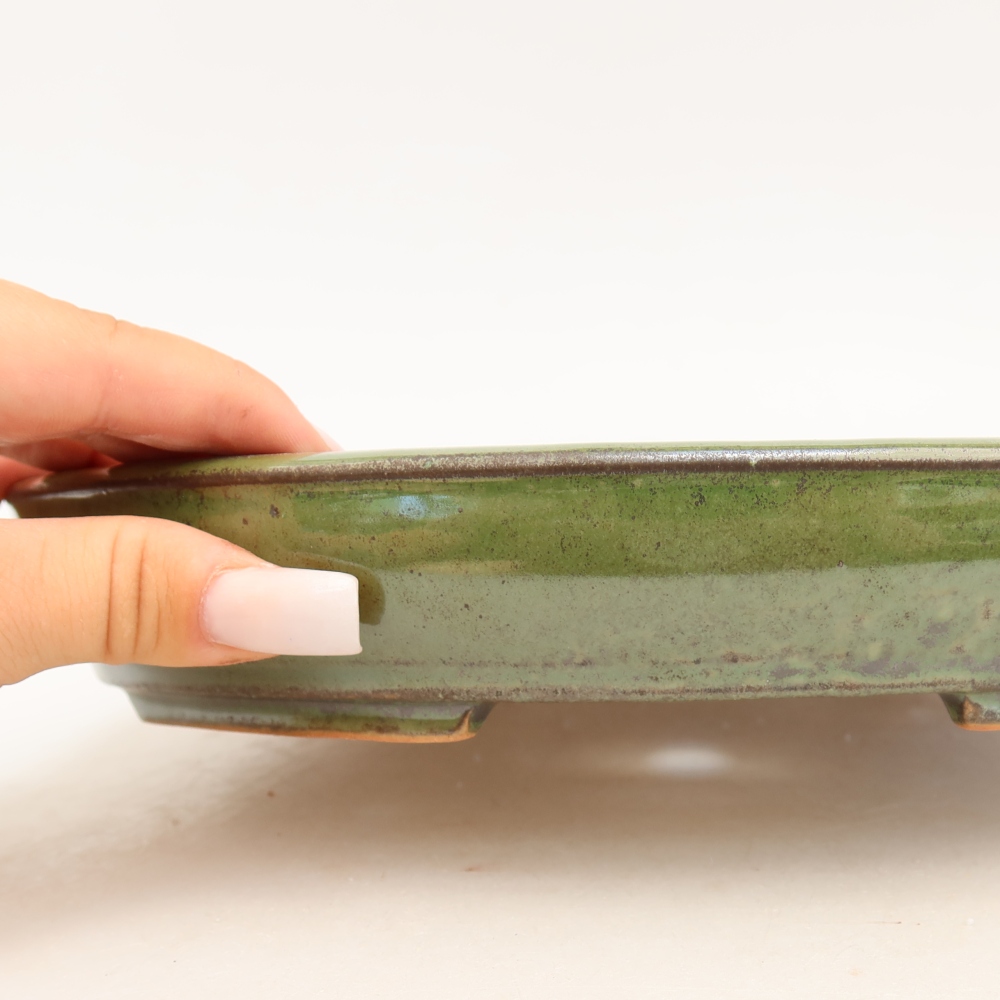 Bonsaischaal van keramiek 24,5 x 20 x 4 cm, groen