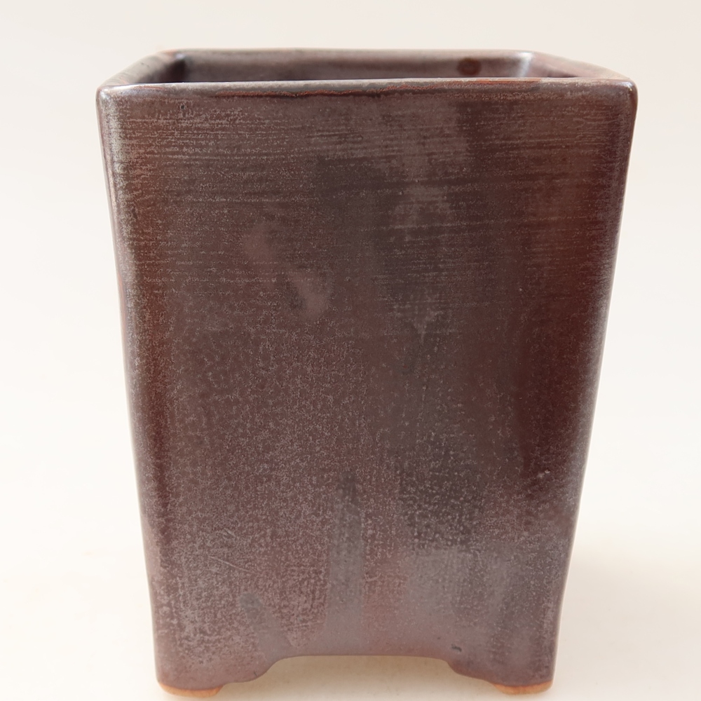Keramische bonsaischaal 9 x 9 x 11,5 cm, kleur bruin