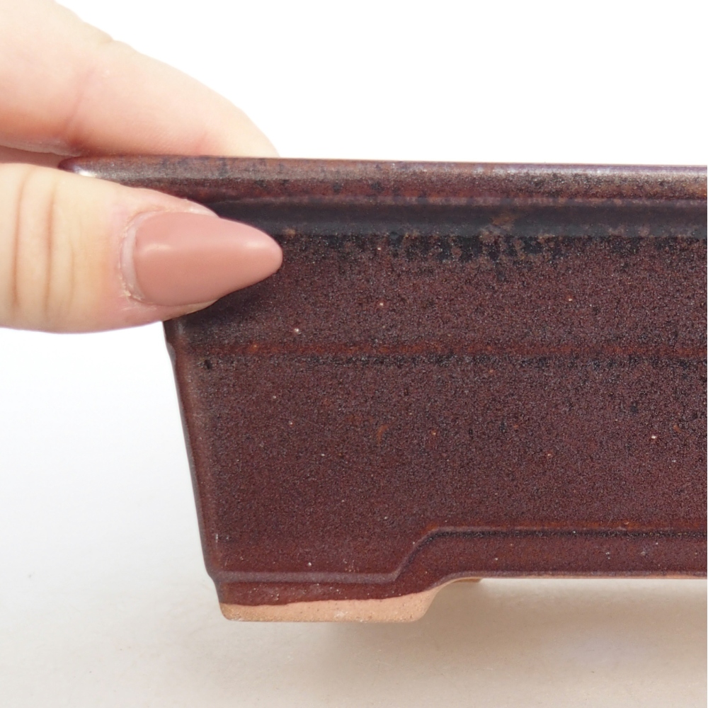 Bonsaischaal van keramiek 26 x 26 x 8 cm, kleur rood