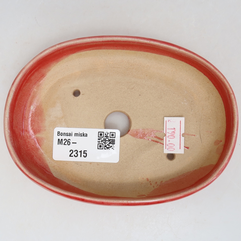 Keramische bonsaischaal 13 x 9,5 x 2,5 cm, kleur: rood