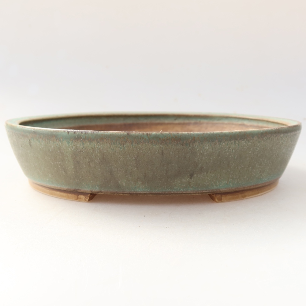 Bonsaischaal van keramiek 21 x 19 x 4,5 cm, groen