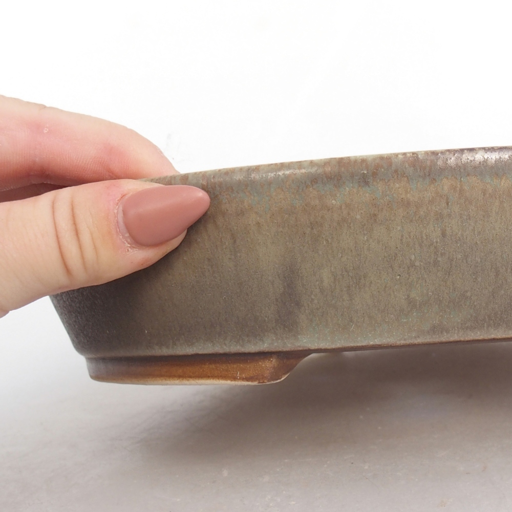 Bonsaischaal van keramiek 22,5 x 20 x 4,5 cm, groen