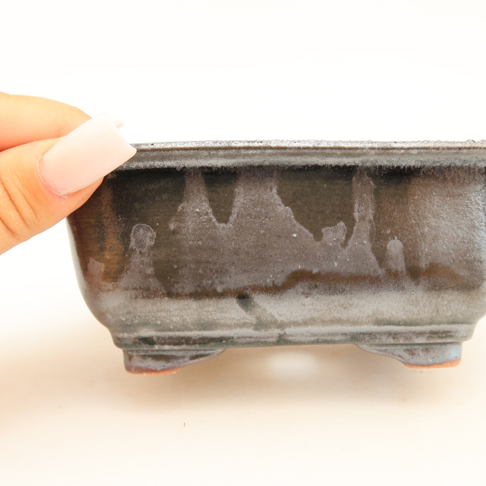 Bonsaischaal van keramiek 13,5 x 10,5 x 6 cm, metaalkleur