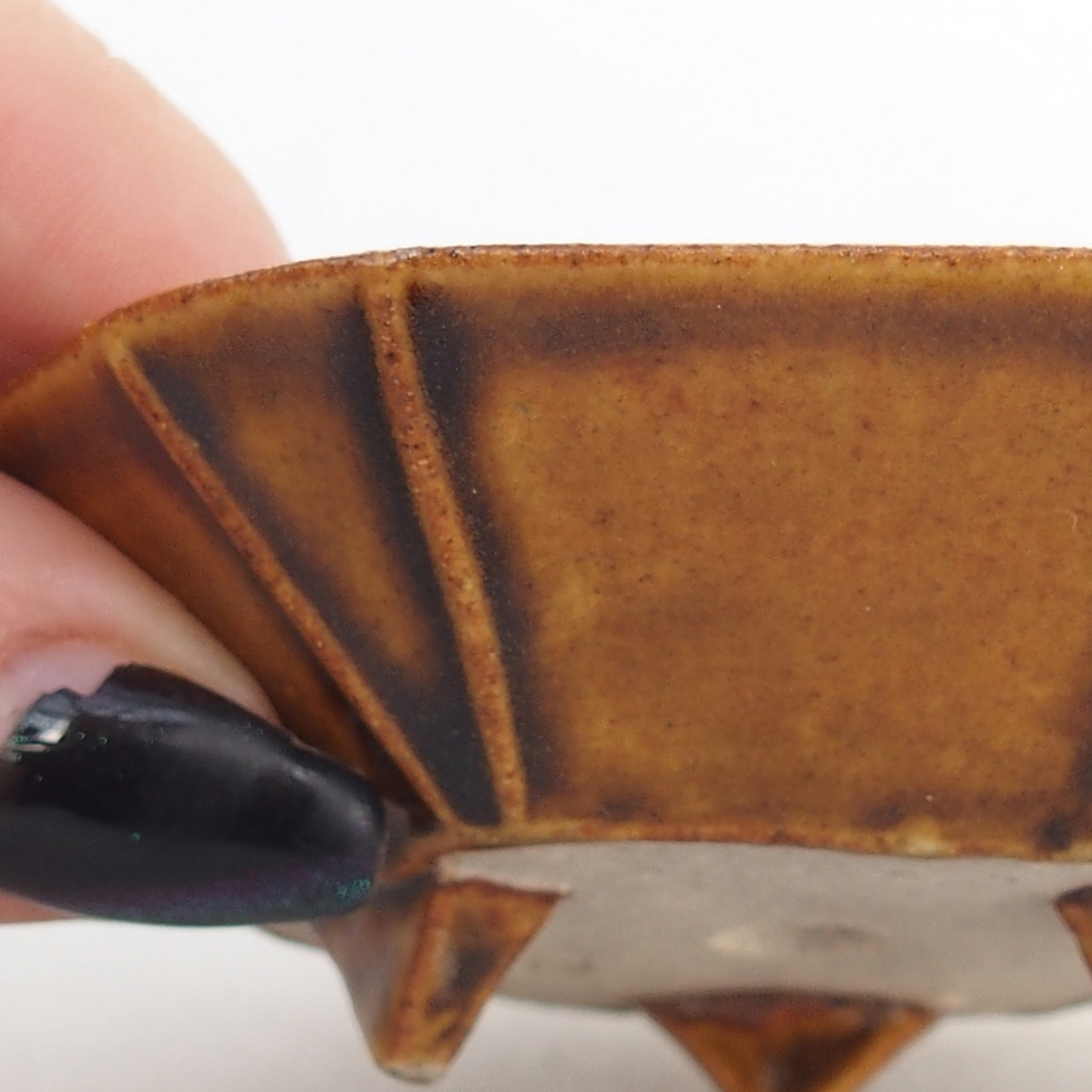 Bonsaischaal van keramiek 8,5 x 8 x 2,5 cm, bruin