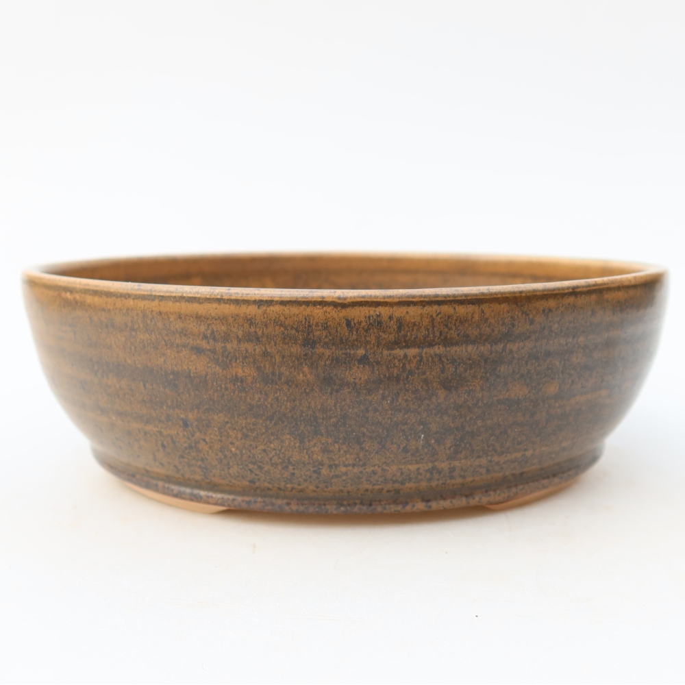 Keramische bonsaischaal 19 x 19 x 6 cm, kleur bruin