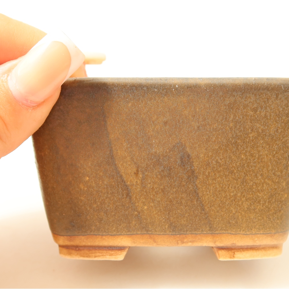 Bonsaischaal van keramiek 8,5 x 8,5 x 5,5 cm, bruin