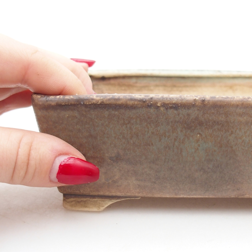 Bonsaischaal van keramiek 15 x 12 x 5 cm, groen