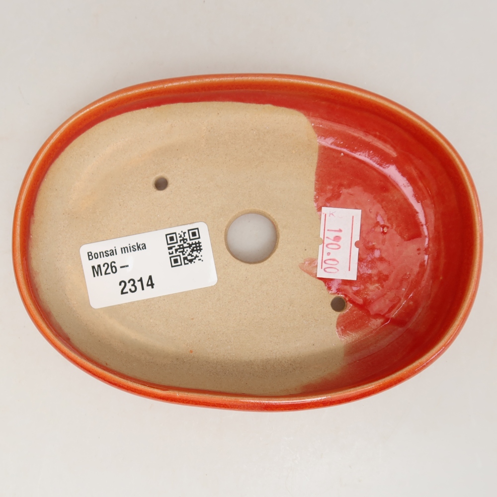 Keramische bonsaipot 13 x 9,5 x 2,5 cm, kleur oranje