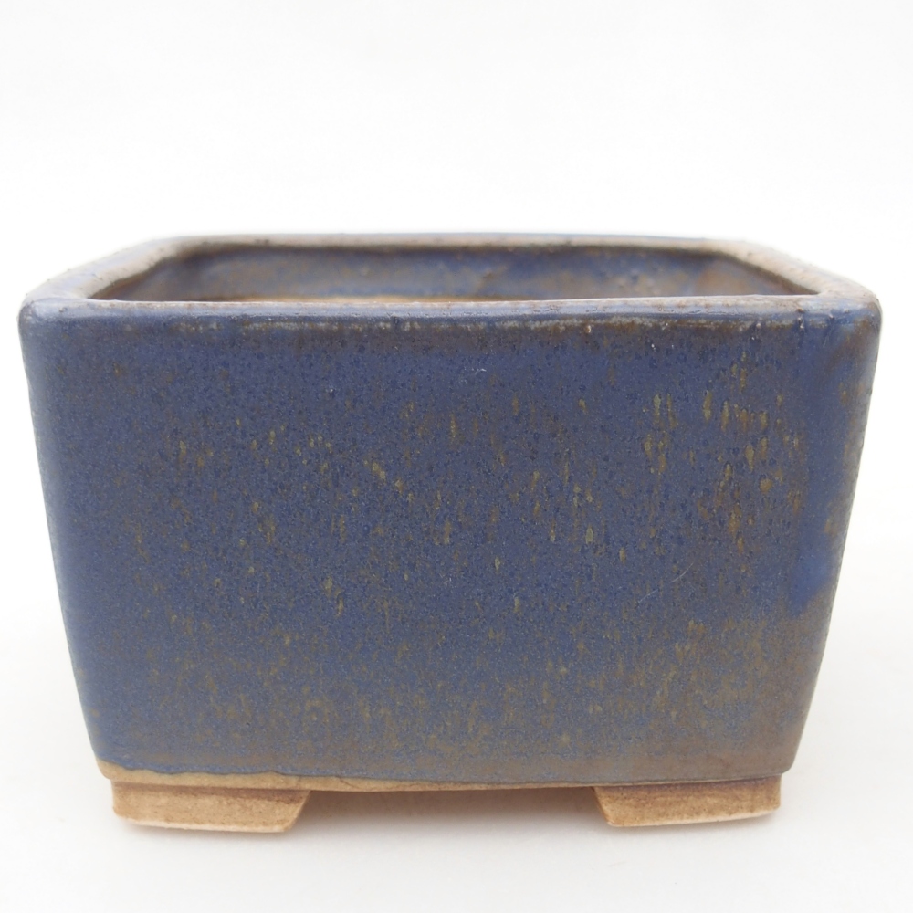 Bonsaischaal van keramiek 11 x 11 x 7 cm, kleur blauw
