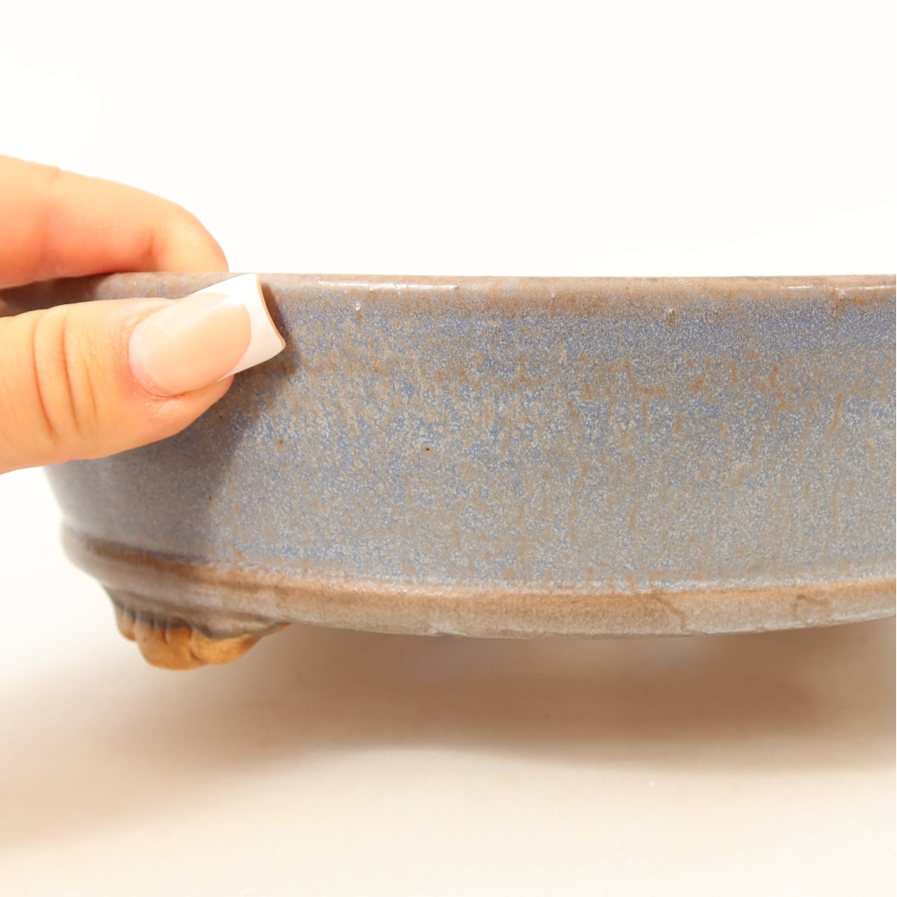 Keramische bonsaipot 21,5 x 21,5 x 6 cm, kleur: blauw