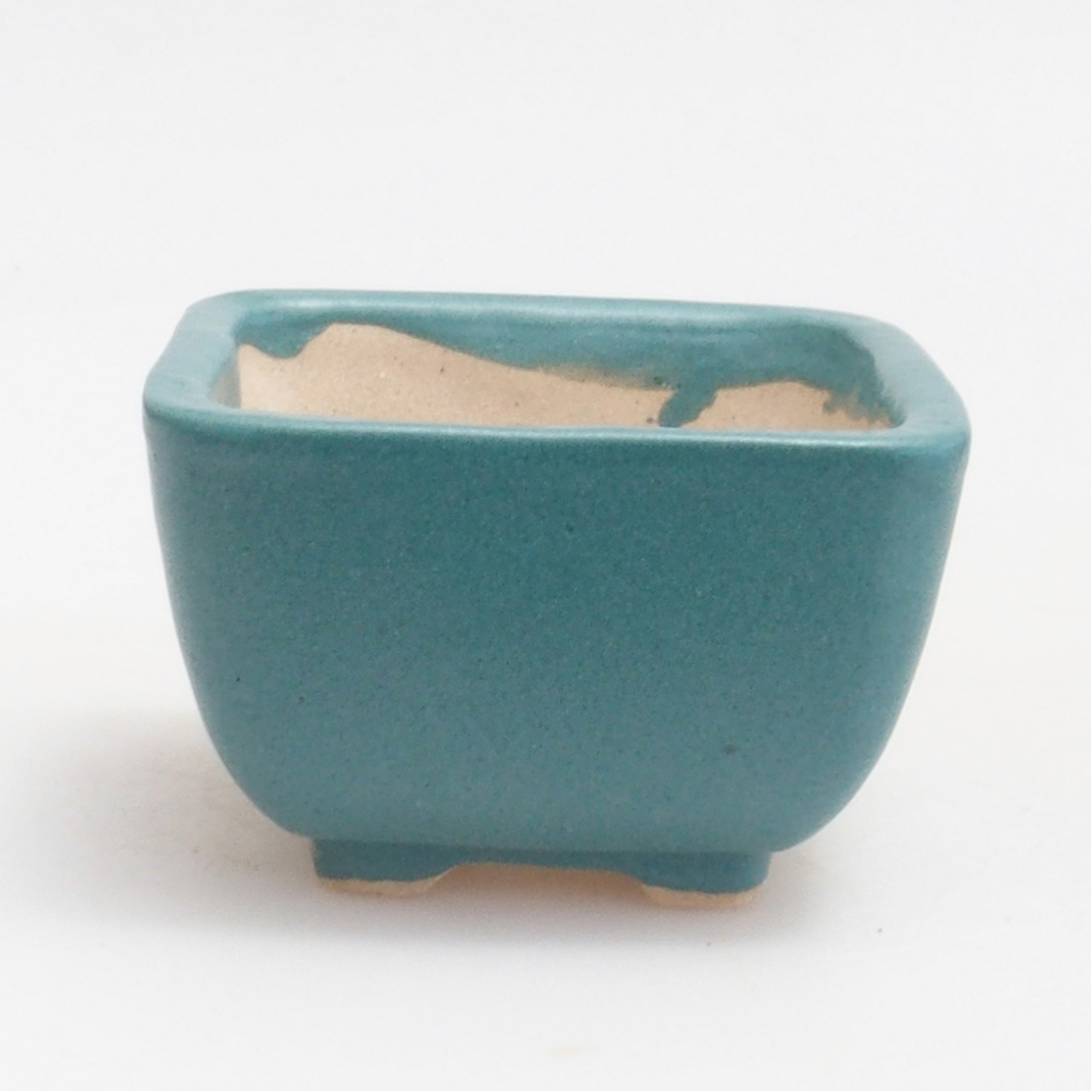 Bonsaischaal van keramiek 6,5 x 5,5 x 4 cm, kleur blauw