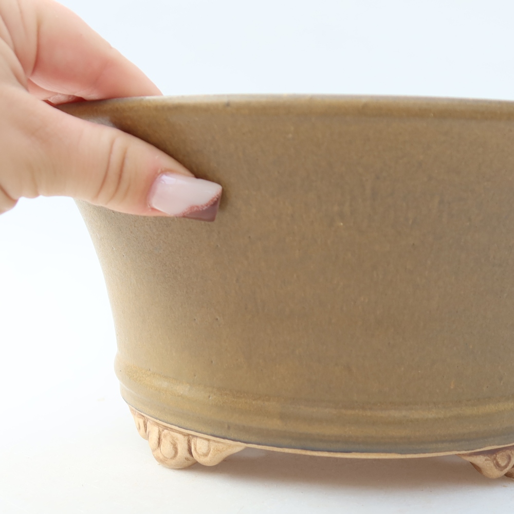 Keramische bonsaischaal 24,5 x 24,5 x 11,5 cm, kleur bruin