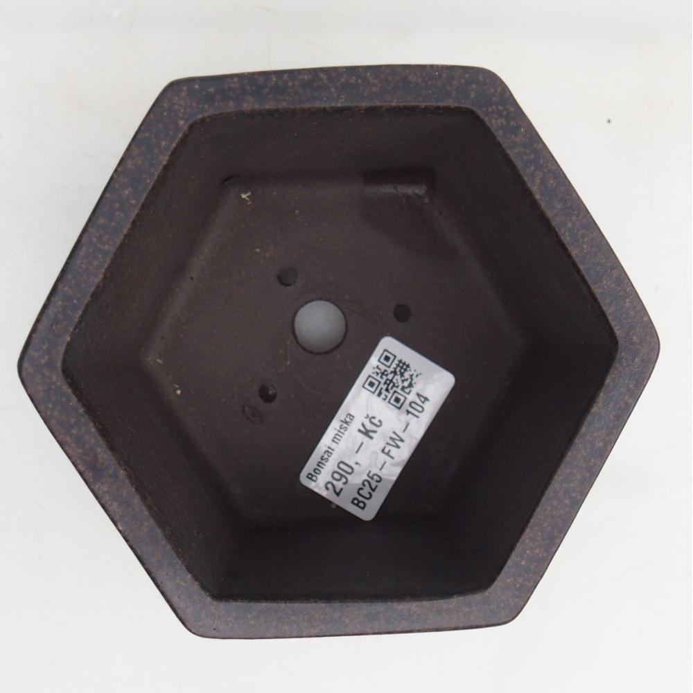 Bonsaischaal van keramiek 11 x 10 x 8,5 cm, kleur okerbruin