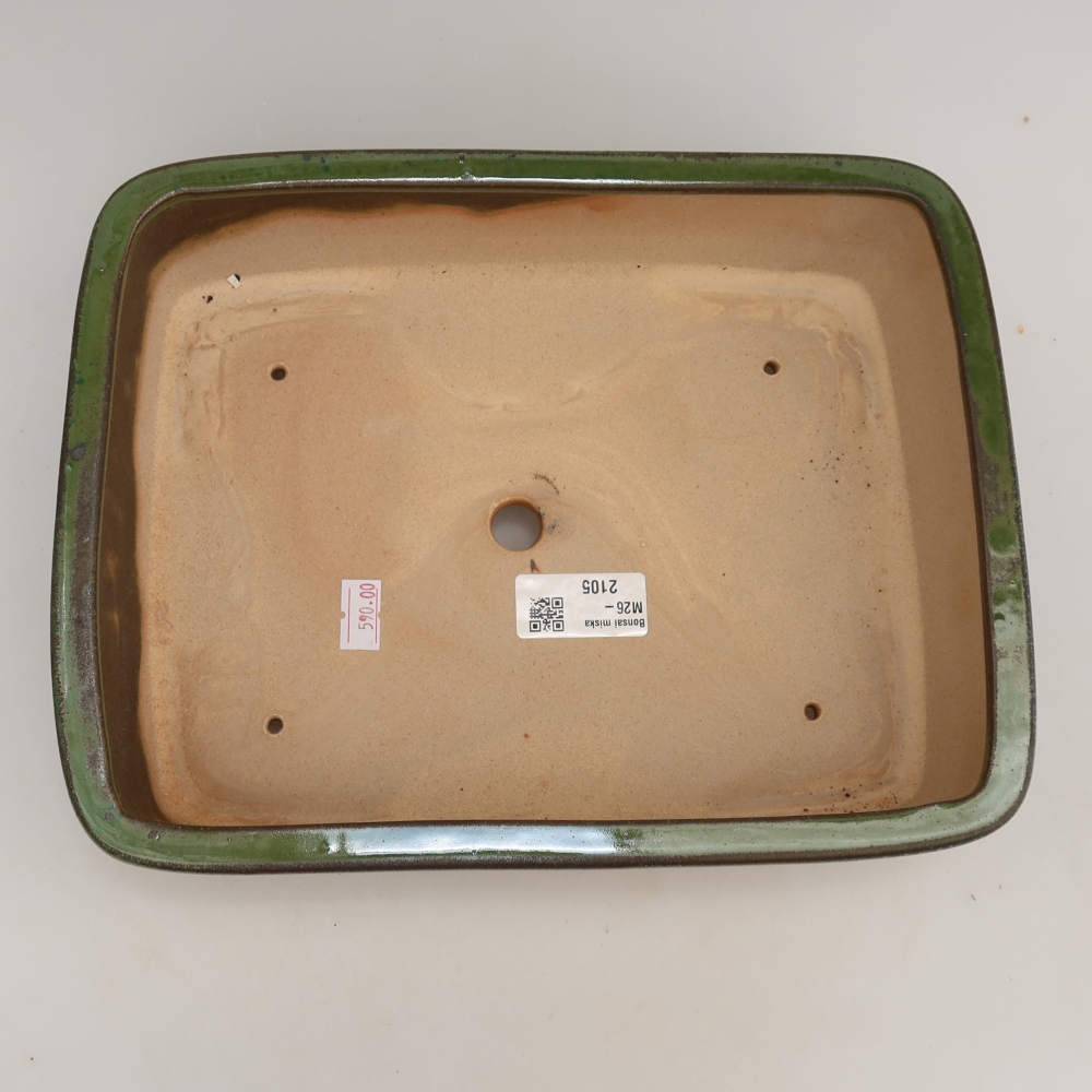 Bonsaischaal van keramiek 26,5 x 20,5 x 7 cm, groen