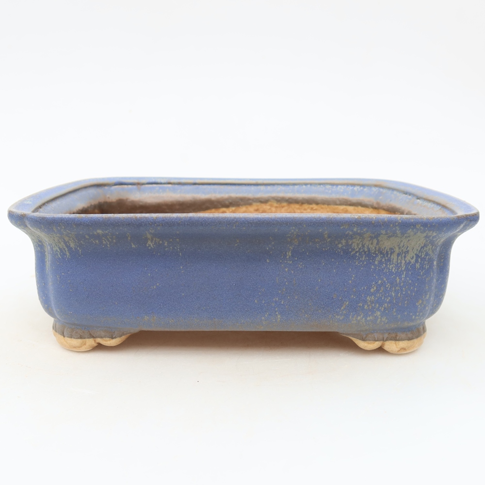 Keramische bonsaipot 20 x 17,5 x 6 cm, kleur: blauw