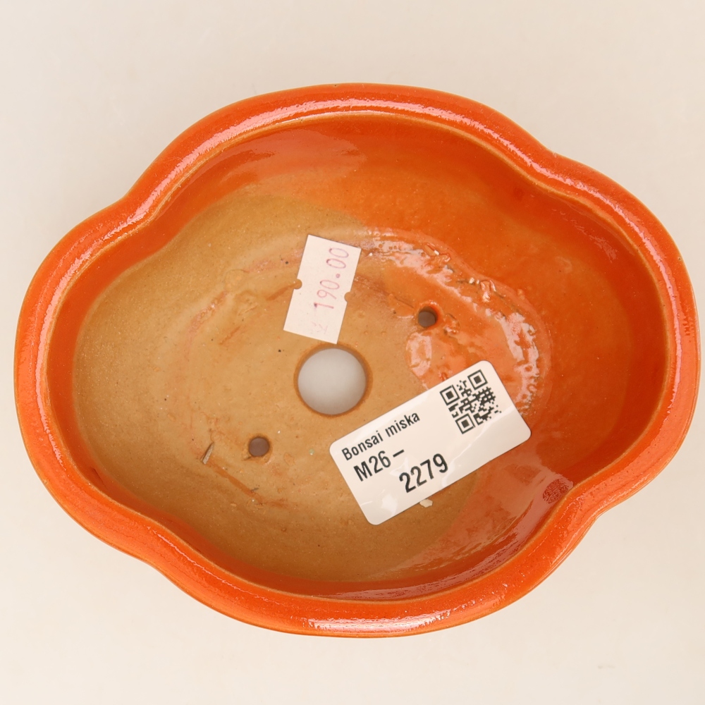 Keramische bonsaipot 12,5 x 10,5 x 4,5 cm, kleur oranje