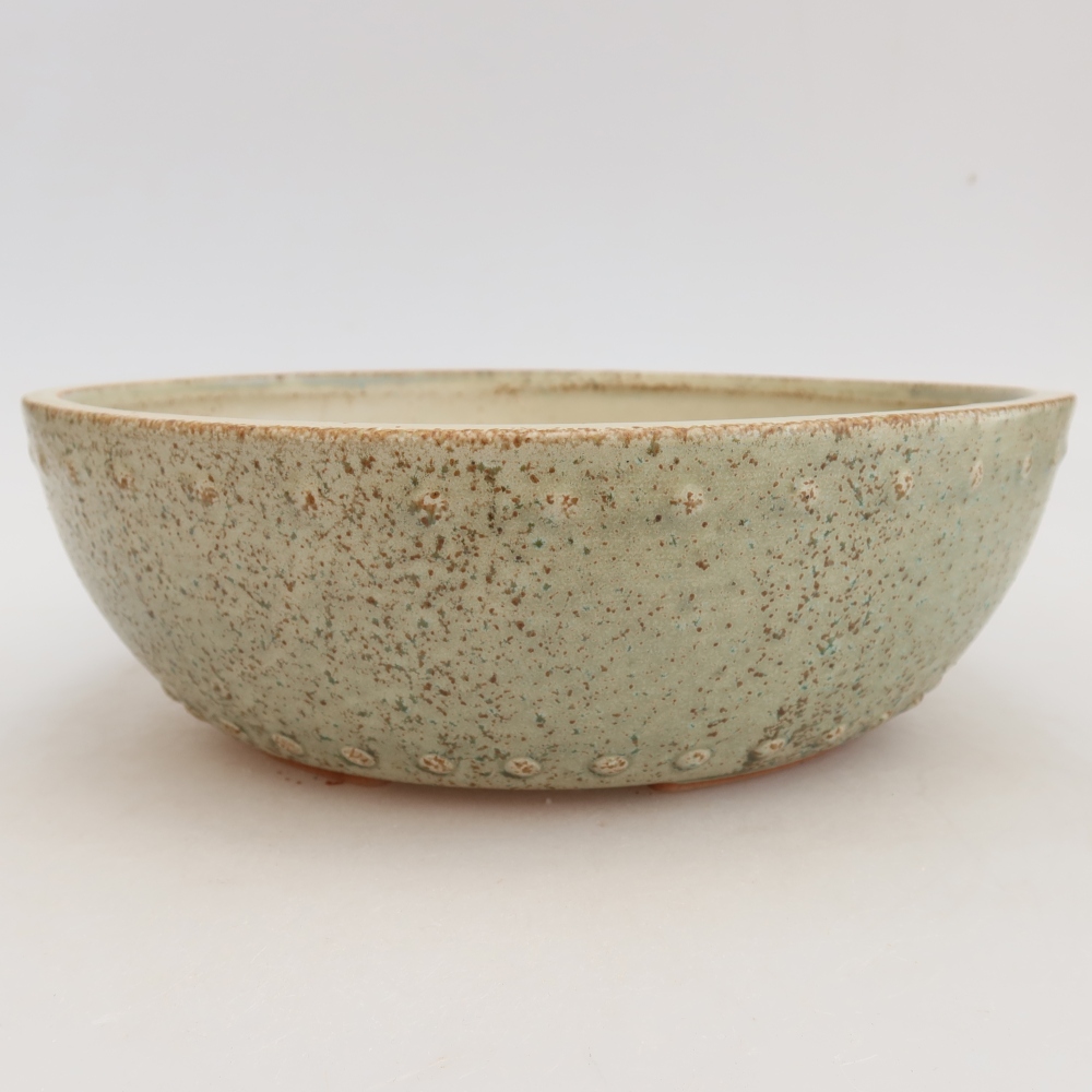 Keramische bonsaipot 24,5 x 24,5 x 7,5 cm, kleur groen