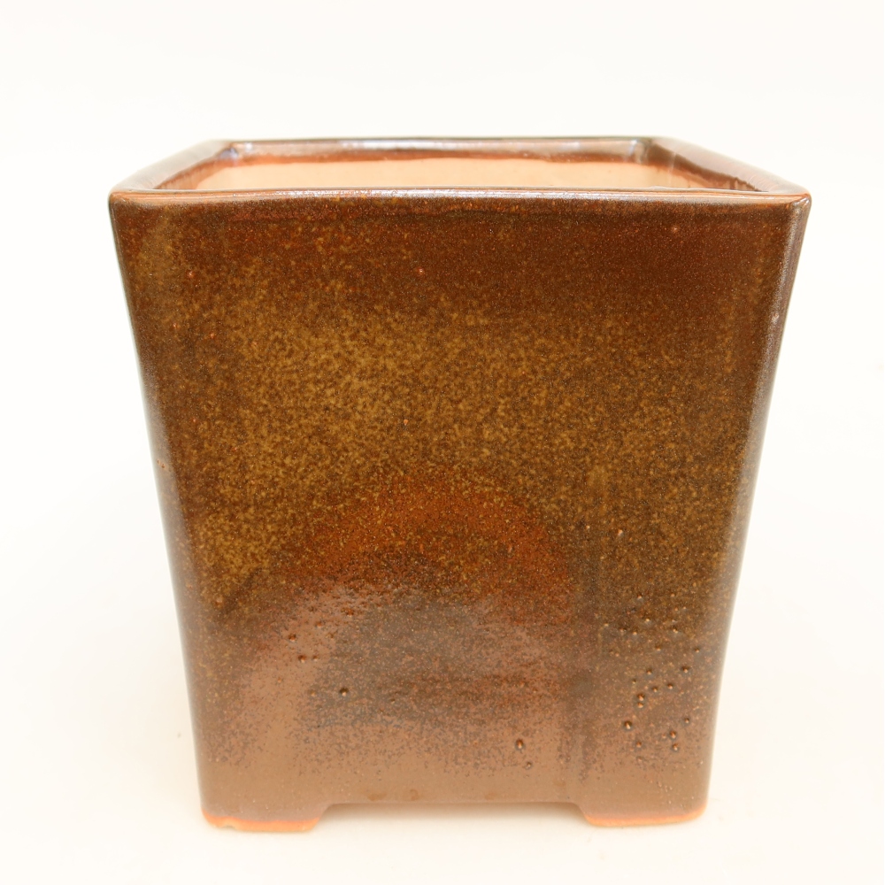Keramische bonsaipot 13 x 13 x 14 cm, kleur bruin