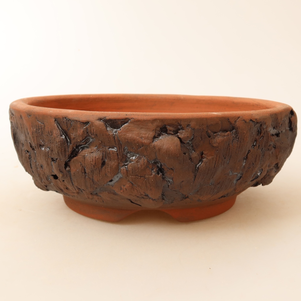 Bonsaischaal van keramiek 16,5 x 16,5 x 6 cm, bruin