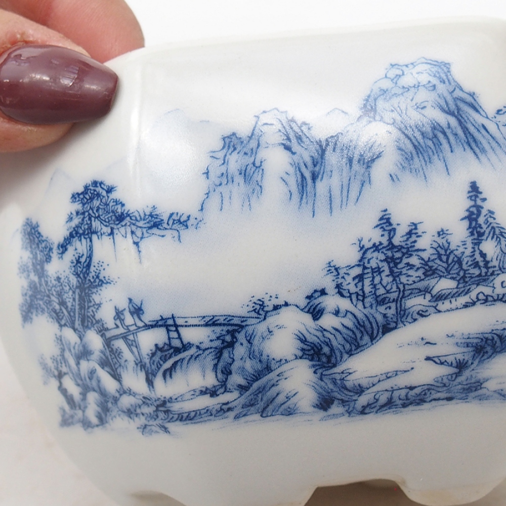 Bonsaischaal van keramiek 10 x 9 x 6 cm, kleur wit