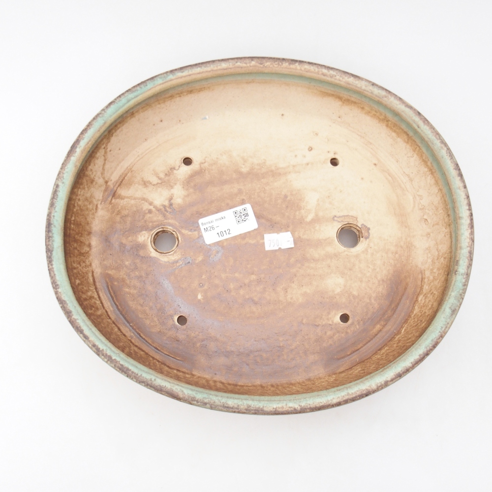 Bonsaischaal van keramiek 28 x 24,5 x 6 cm, groen