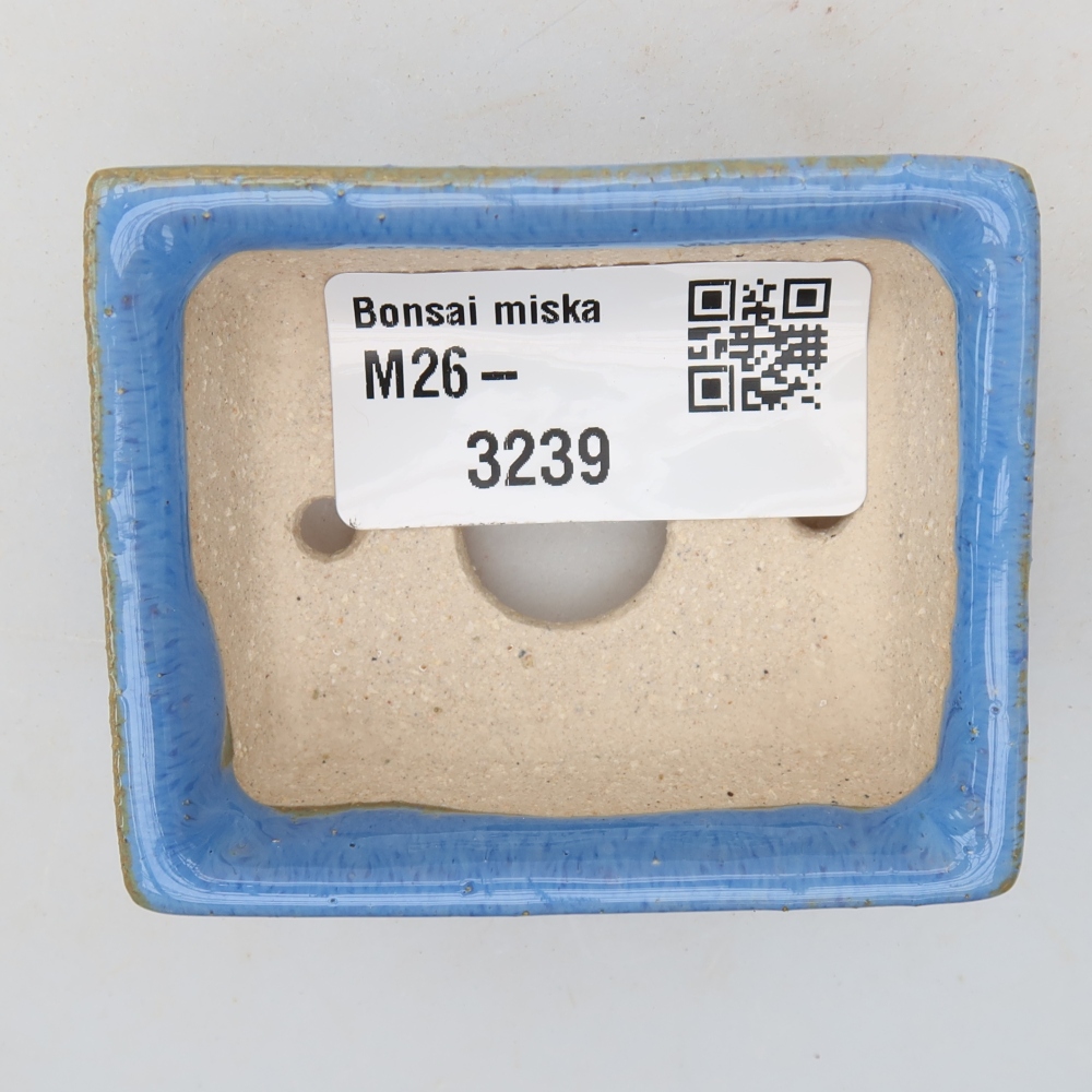 Keramische bonsaischaal 6,5 x 6,5 x 2,5 cm, kleur: blauw