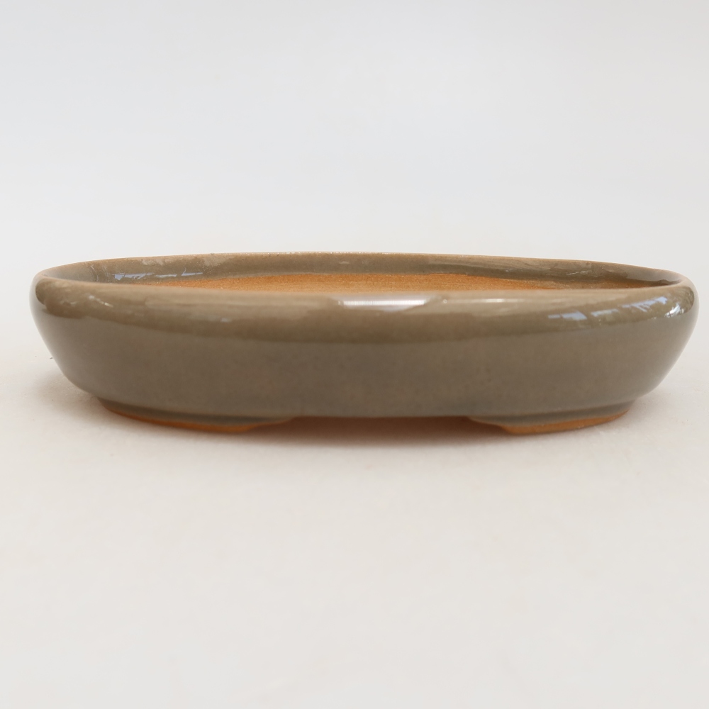Keramische bonsaischaal 13 x 9,5 x 2,5 cm, kleur grijs
