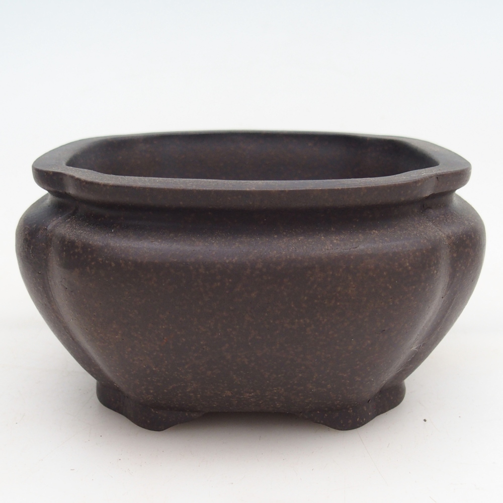 Bonsaischaal van keramiek 12 x 12 x 7 cm, kleur okerbruin