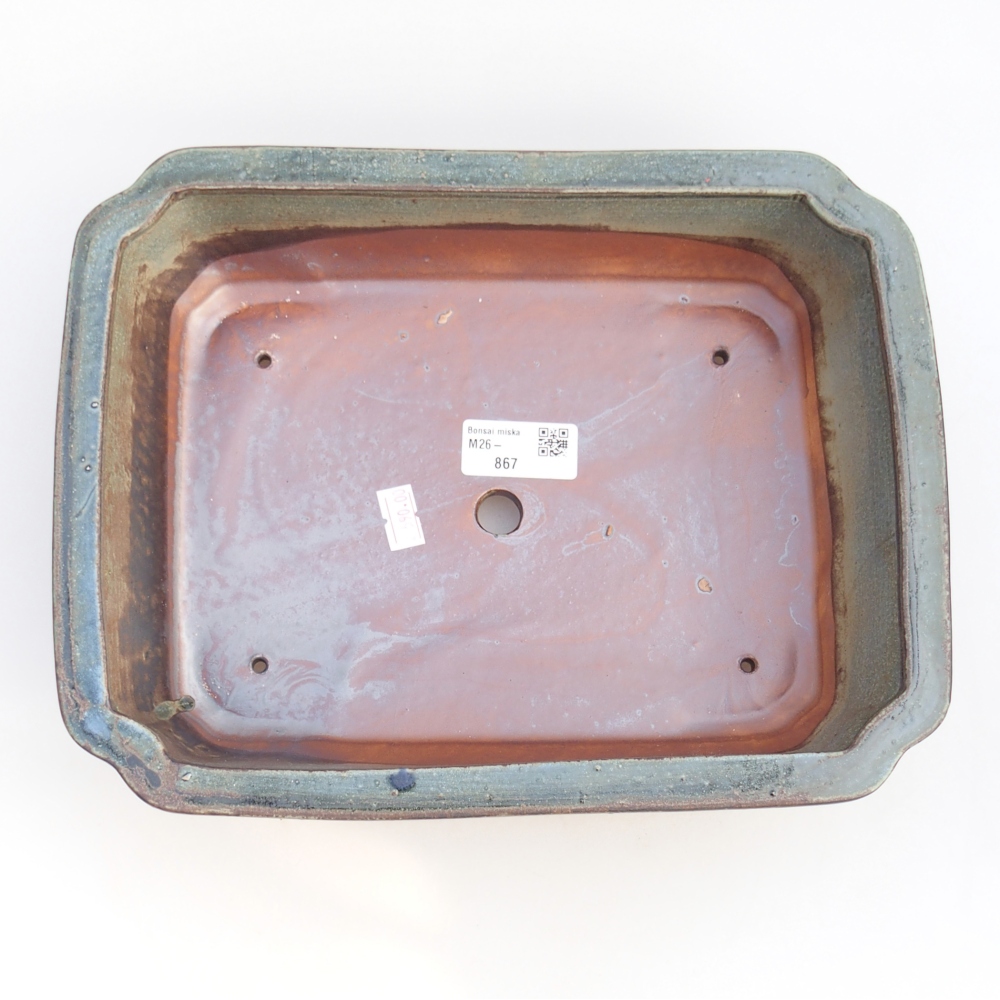 Bonsaischaal van keramiek 28 x 21,5 x 7 cm, groenbruin