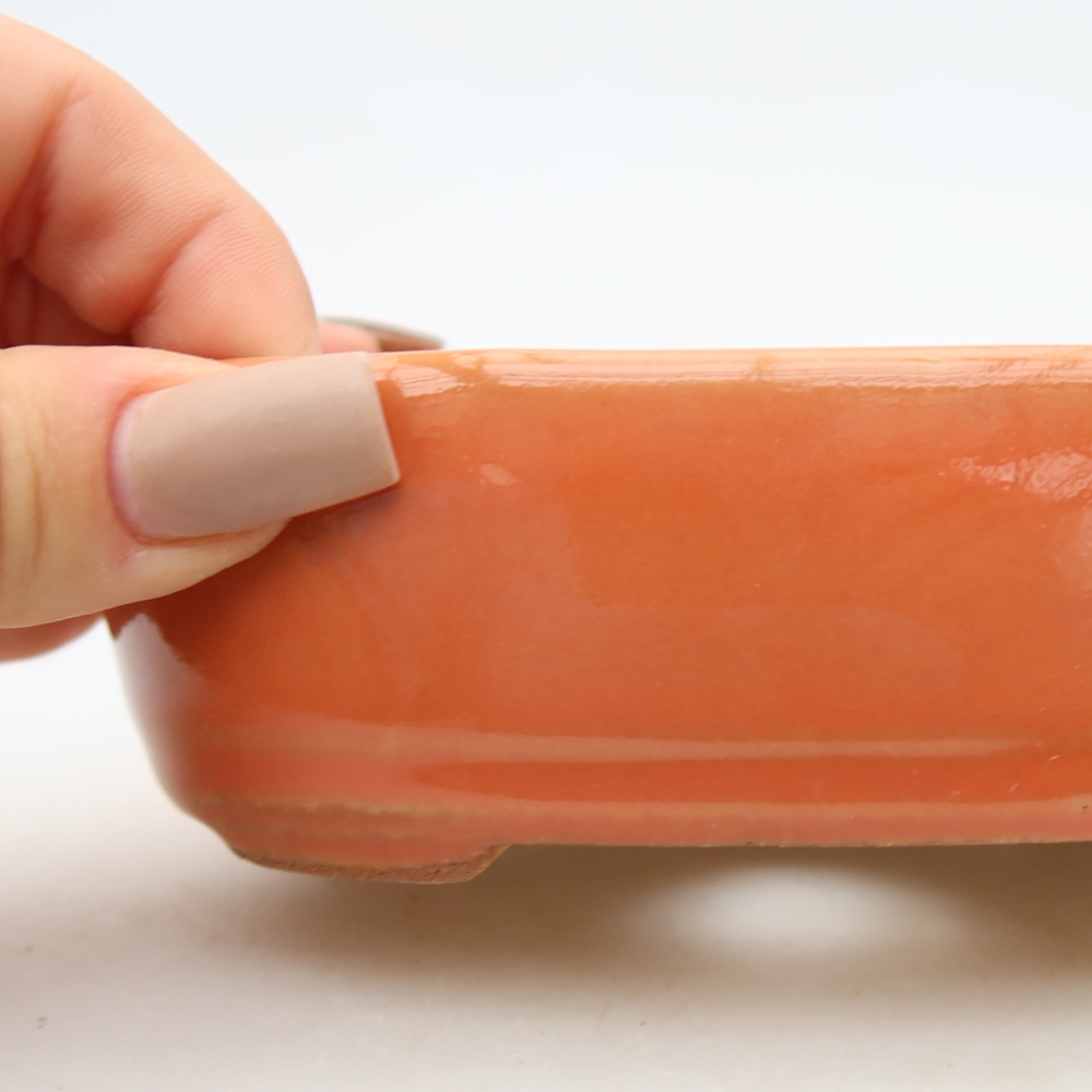 Keramische bonsaischaal 13 x 8,5 x 4 cm, kleur: oranje