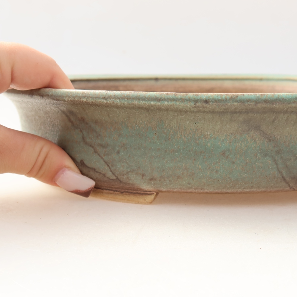 Keramische bonsaipot 26 x 24 x 6 cm, kleur groen