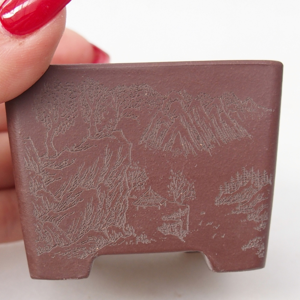 Mini bonsaischaal 6 x 6 x 4,5 cm, bruin