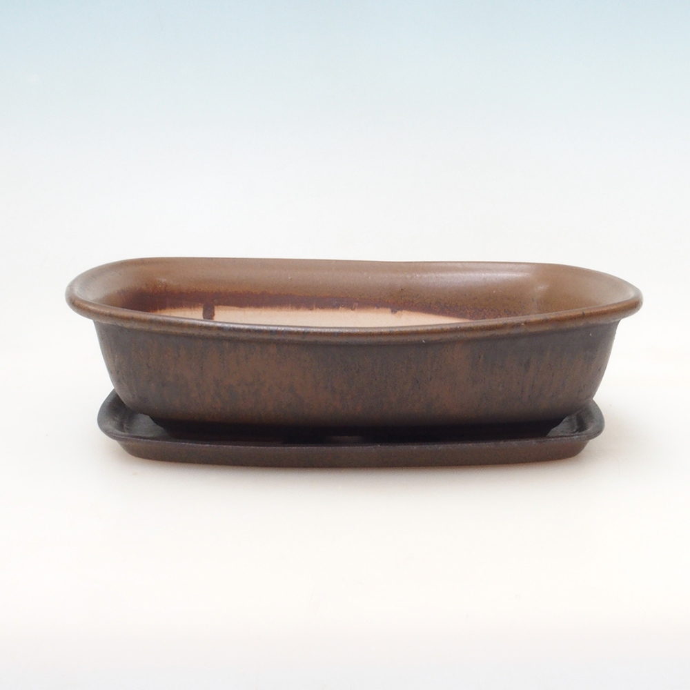 Bonsai schaal + schotel H09 - 30 x 23 x 7,5 cm - bruin