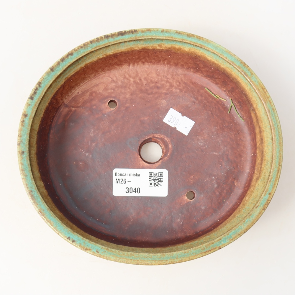 Bonsaischaal van keramiek 17,5 x 16 x 4,5 cm, groen
