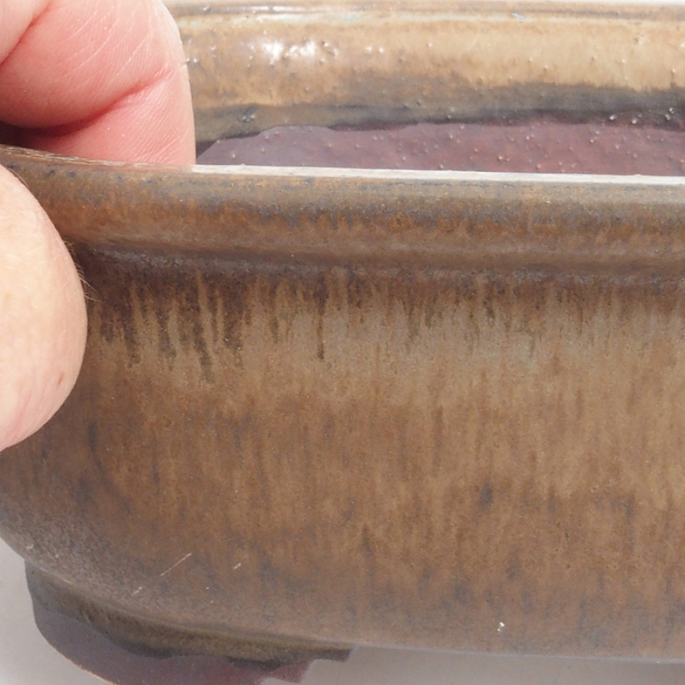 Bonsaischaal van keramiek 10 x 8,5 x 4 cm, bruin