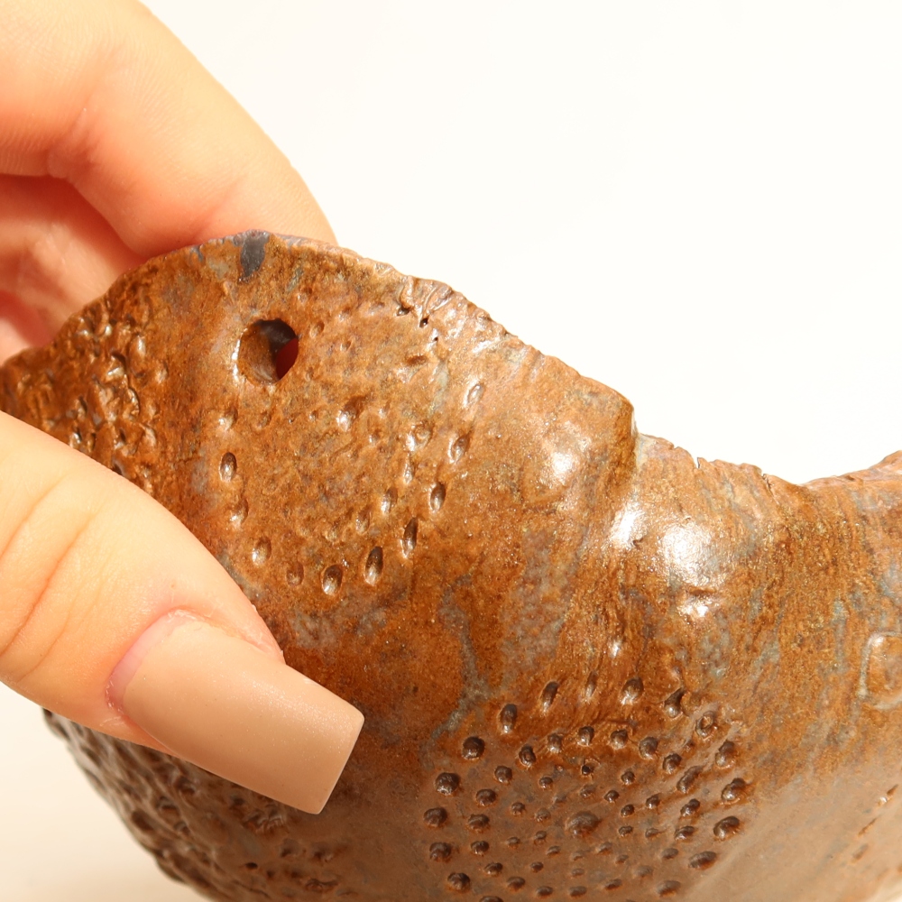 Keramische schaal voor Kokedama, 12,5 x 12 x 7,5 cm, kleur: bruin