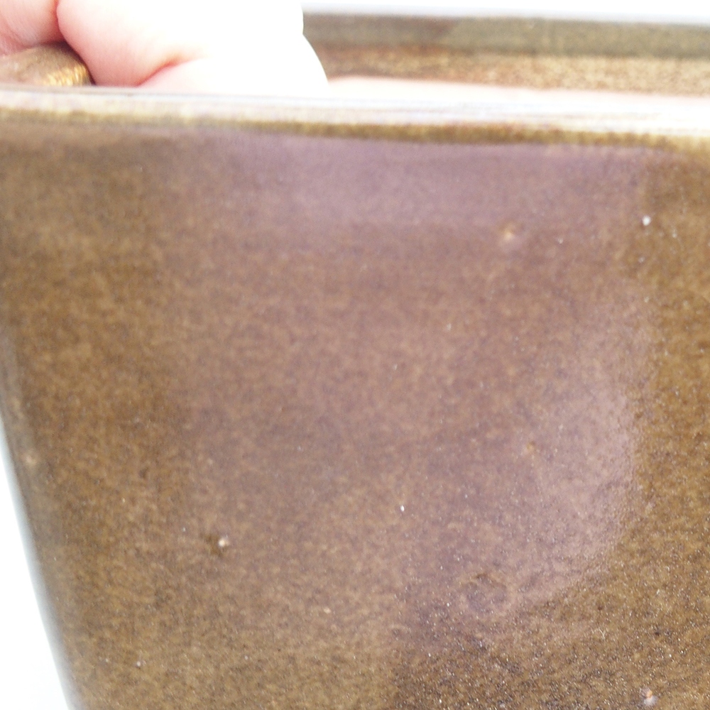 Bonsaischaal van keramiek 15 x 15 x 10,5 cm, kleur bruin-groen