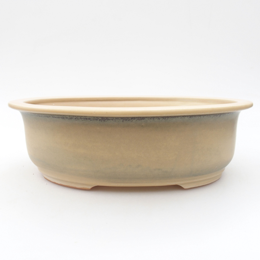 Bonsaischaal van keramiek 23 x 19,5 x 7 cm, kleur beige