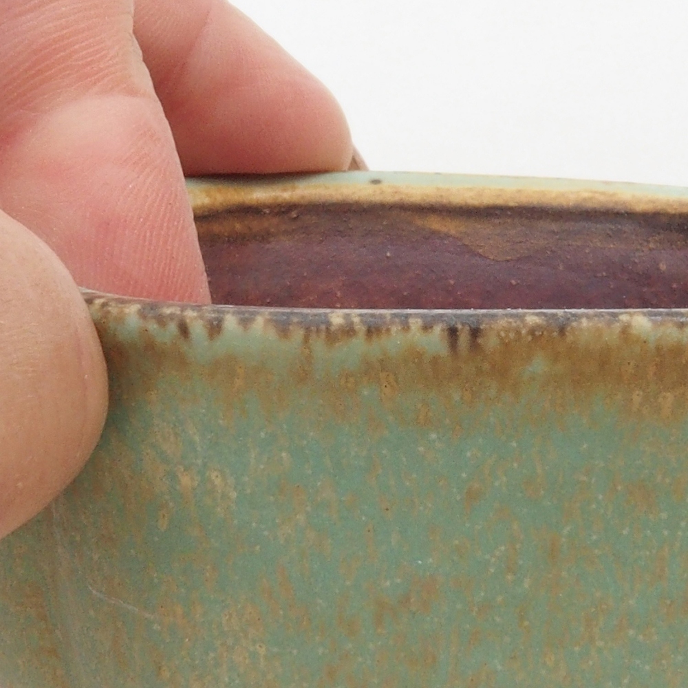 Bonsaischaal van keramiek 10 x 8,5 x 4 cm, bruin