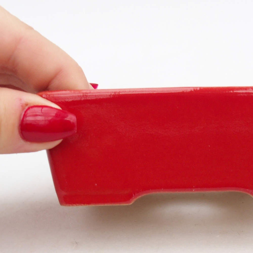 Bonsaischaal van keramiek 26 x 26 x 8 cm, kleur rood